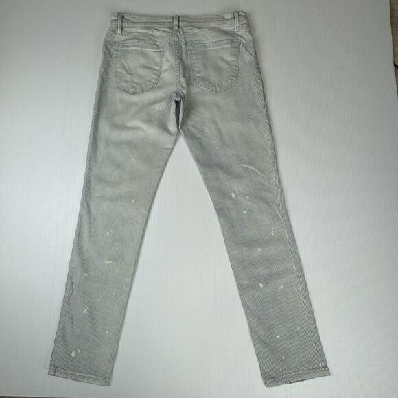 ANN TAYLOR LOFT Relaxed Skinny Bleach Distressed Pants 27/4 Blue White Stripe - Picture 8 of 12